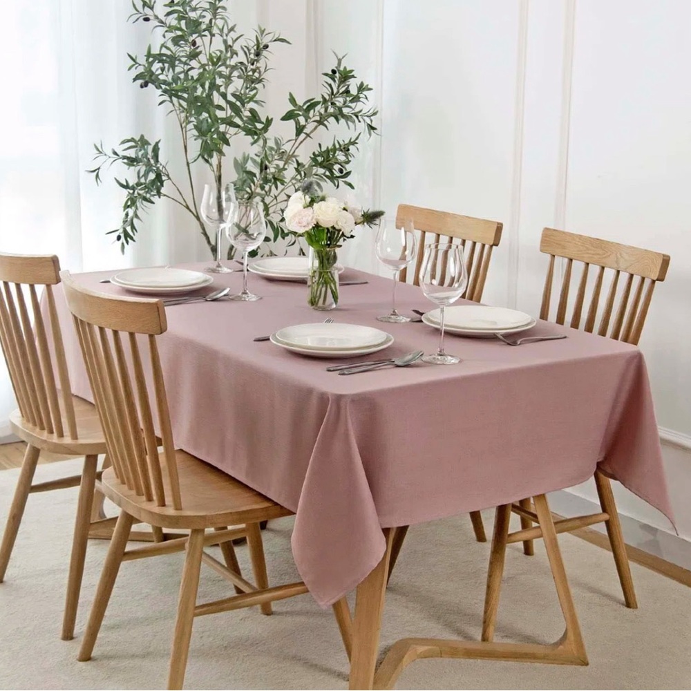 Western Family Pink table linen Textured Fabric New 60”x84”